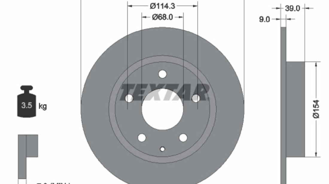 Disc frana puntea spate (92267703 TEXTAR) MAZDA,MAZDA (CHANGAN)