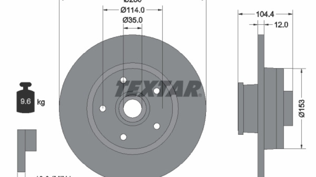 Disc frana puntea spate (92268903 TEXTAR) FIAT,MITSUBISHI,NISSAN,OPEL,RENAULT,VAUXHALL