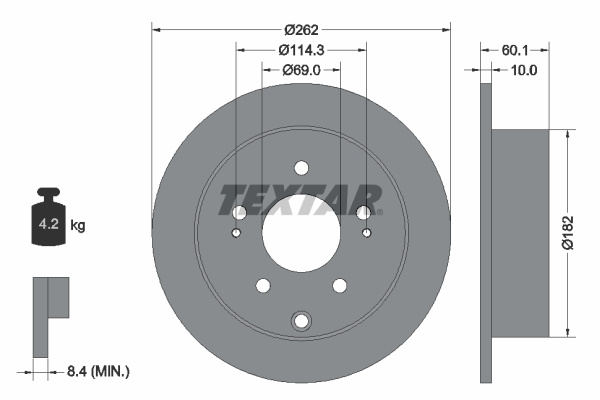 Disc frana puntea spate (92269403 TEXTAR) MITSUBISHI,MITSUBISHI (SOUEAST)