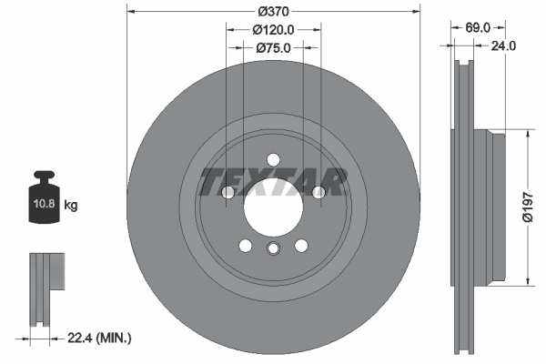Disc frana puntea spate (92270003 TEXTAR) ALPINA,BMW