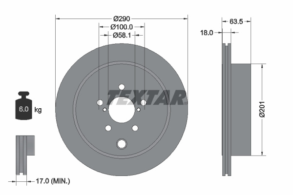 Disc frana puntea spate (92270903 TEXTAR) SCION,SUBARU,TOYOTA