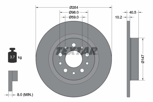 Disc frana puntea spate (92271703 TEXTAR) FIAT
