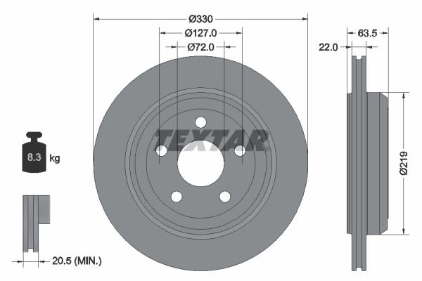Disc frana puntea spate (92273403 TEXTAR) JEEP