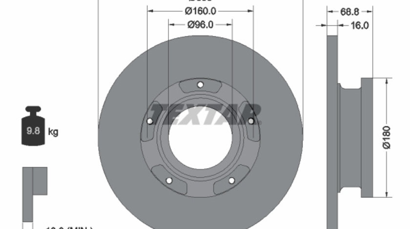 Disc frana puntea spate (92273903 TEXTAR) FORD,FORD (JMC)