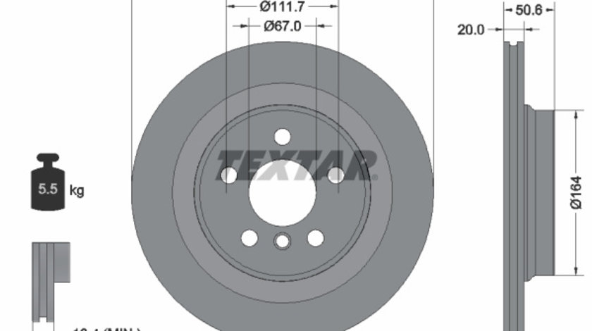 Disc frana puntea spate (92274503 TEXTAR) BMW,BMW (BRILLIANCE),MINI,ZINORO