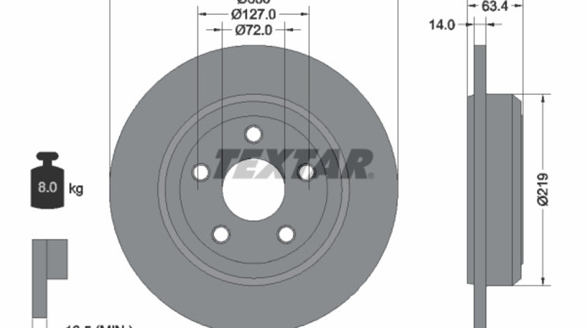 Disc frana puntea spate (92274703 TEXTAR) DODGE,JEEP