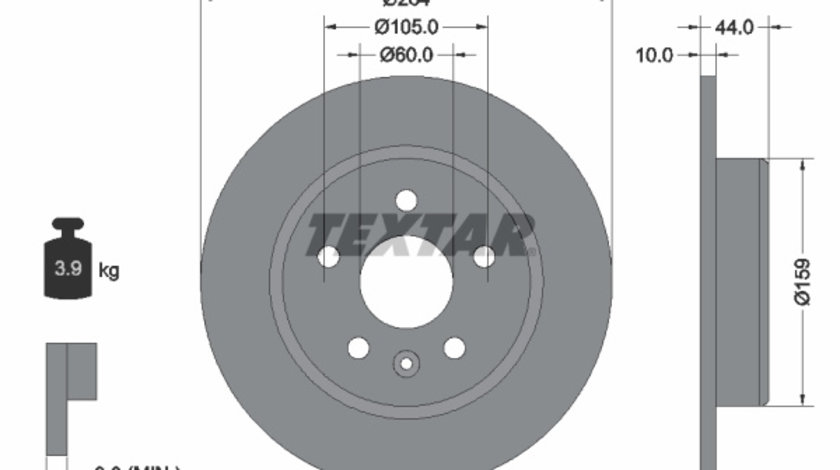 Disc frana puntea spate (92275303 TEXTAR) BUICK (SGM),CHEVROLET,CHEVROLET (SGM),HOLDEN,OPEL,VAUXHALL