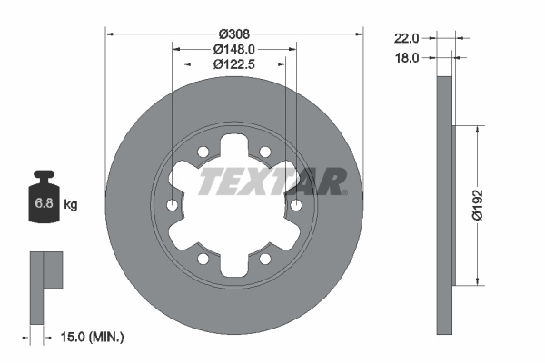 Disc frana puntea spate (92275803 TEXTAR) FORD,FORD AUSTRALIA