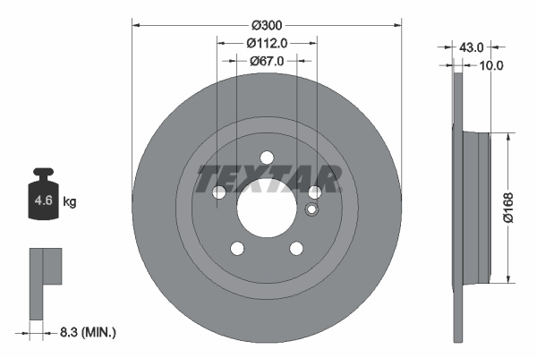 Disc frana puntea spate (92277503 TEXTAR) MERCEDES-BENZ