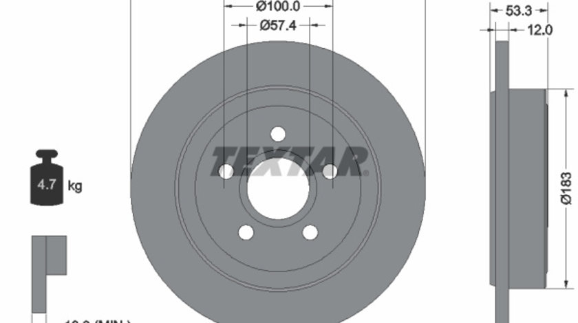 Disc frana puntea spate (92277903 TEXTAR) CHRYSLER