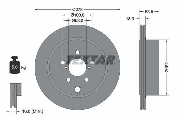 Disc frana puntea spate (92278503 TEXTAR) SUBARU