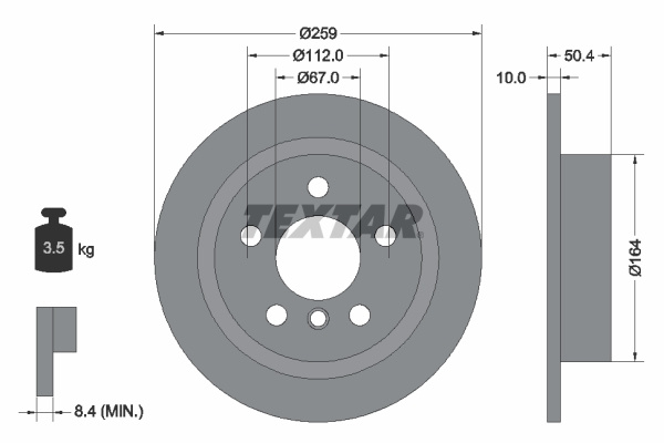 Disc frana puntea spate (92279303 TEXTAR) MINI