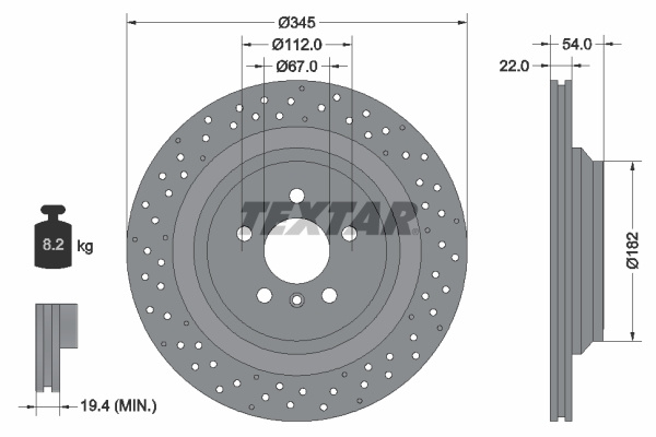 Disc frana puntea spate (92283703 TEXTAR) BRABUS,MERCEDES-BENZ