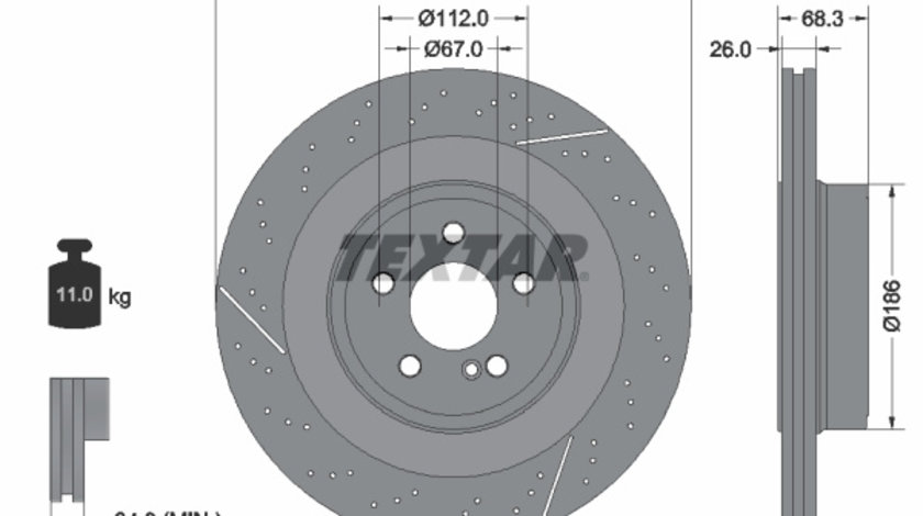 Disc frana puntea spate (92283805 TEXTAR) MERCEDES-BENZ