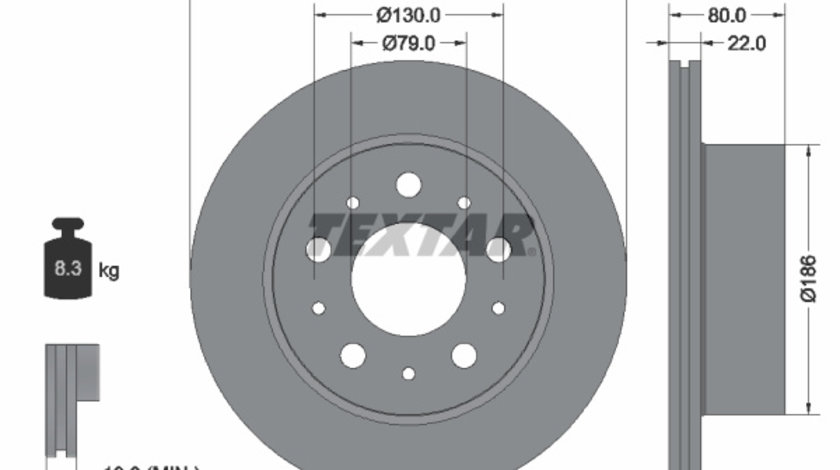 Disc frana puntea spate (92284303 TEXTAR) Citroen,FIAT,OPEL,PEUGEOT,VAUXHALL