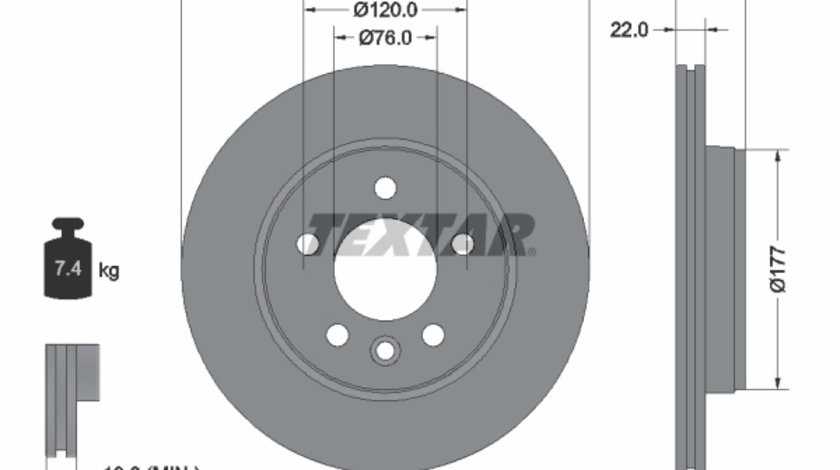 Disc frana puntea spate (92288503 TEXTAR) MAN,VW