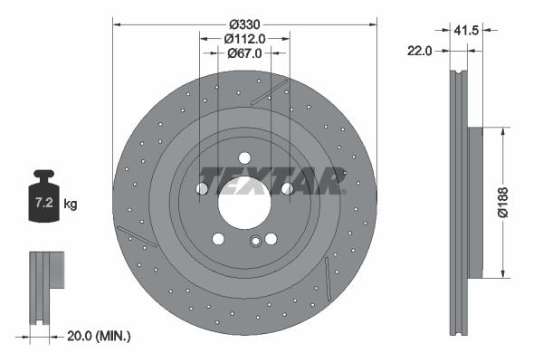 Disc frana puntea spate (92290605 TEXTAR) MERCEDES-BENZ