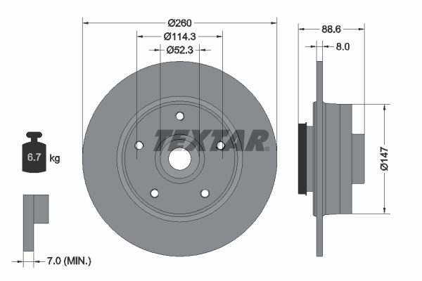 Disc frana puntea spate (92291003 TEXTAR) RENAULT