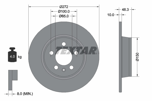 Disc frana puntea spate (92292003 TEXTAR) AUDI