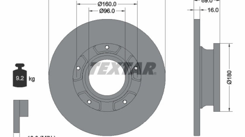 Disc frana puntea spate (92292603 TEXTAR) FORD,FORD AUSTRALIA