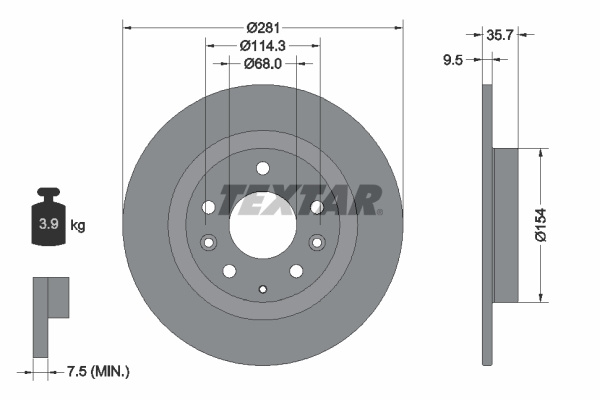 Disc frana puntea spate (92293703 TEXTAR) MAZDA