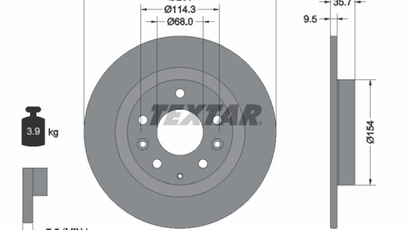 Disc frana puntea spate (92293703 TEXTAR) MAZDA