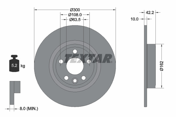 Disc frana puntea spate (92293803 TEXTAR) LAND ROVER,LAND ROVER (CHERY)