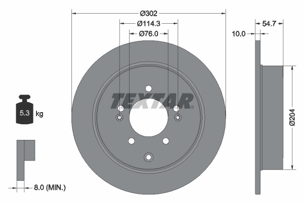 Disc frana puntea spate (92294903 TEXTAR) HYUNDAI,KIA,KIA (DYK)
