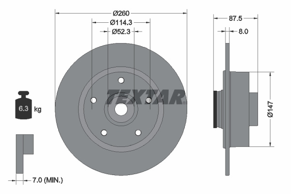 Disc frana puntea spate (92295203 TEXTAR) RENAULT