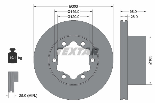 Disc frana puntea spate (92295303 TEXTAR) MAN,VW