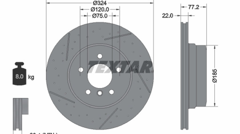 Disc frana puntea spate (92295505 TEXTAR) BMW