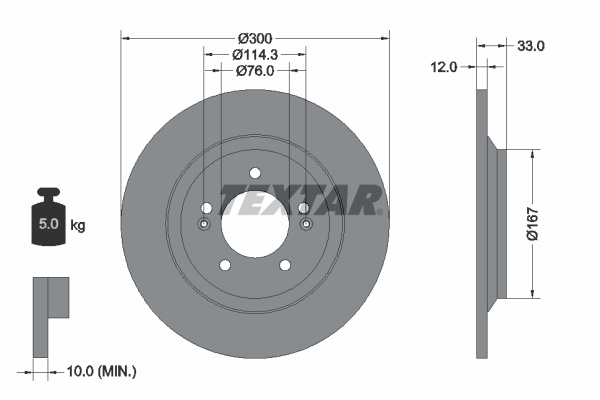 Disc frana puntea spate (92296303 TEXTAR) HYUNDAI