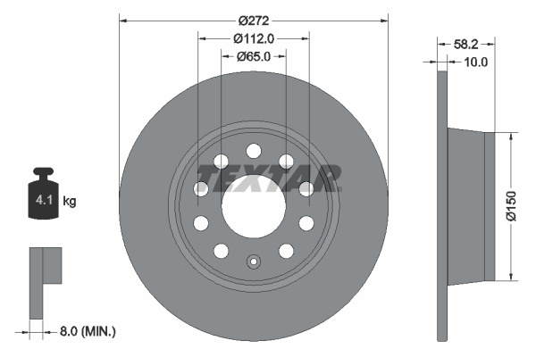 Disc frana puntea spate (92300003 TEXTAR) AUDI,SEAT,SKODA,SKODA (SVW),VW