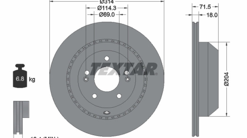 Disc frana puntea spate (92300803 TEXTAR) KIA