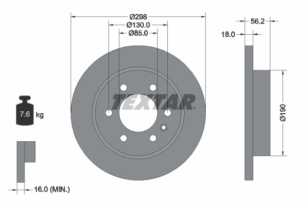 Disc frana puntea spate (92301003 TEXTAR) MERCEDES-BENZ