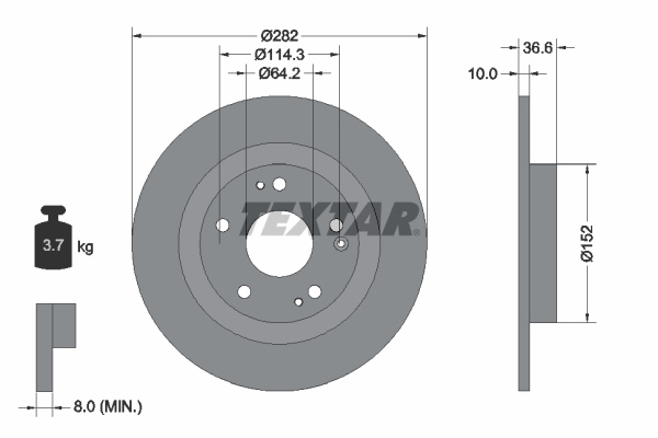 Disc frana puntea spate (92301303 TEXTAR) HONDA