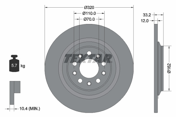 Disc frana puntea spate (92304103 TEXTAR) JEEP,JEEP (GAC FCA)