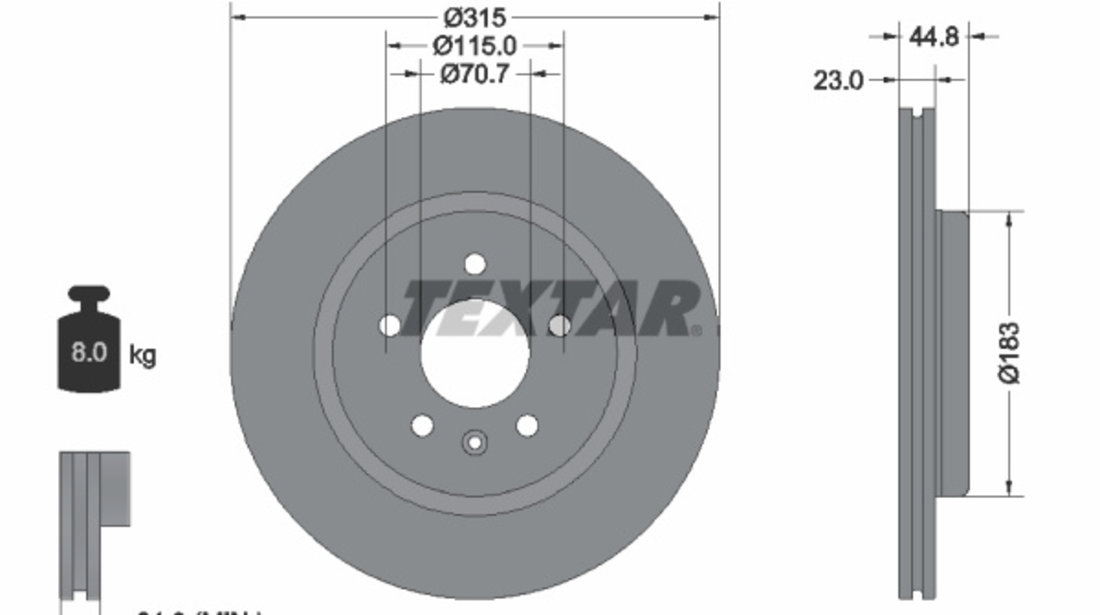 Disc frana puntea spate (92305603 TEXTAR) BUICK (SGM),HOLDEN,OPEL,VAUXHALL