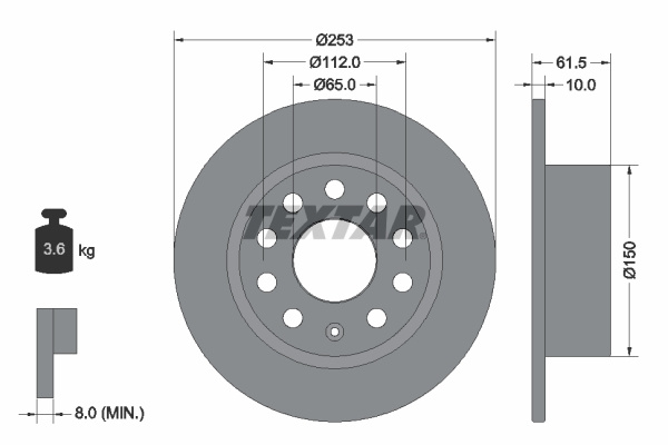Disc frana puntea spate (92306603 TEXTAR) SKODA,SKODA (SVW)