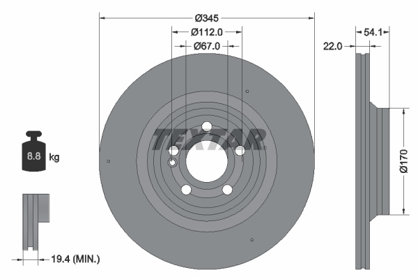 Disc frana puntea spate (92307005 TEXTAR) MERCEDES-BENZ