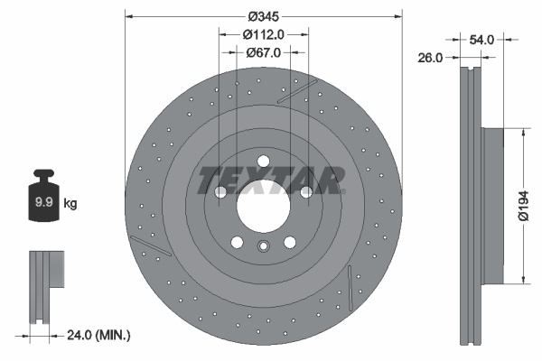 Disc frana puntea spate (92307905 TEXTAR) MERCEDES-BENZ