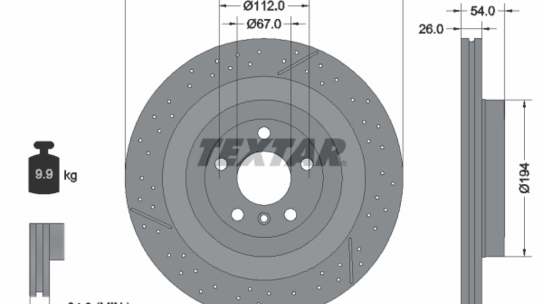 Disc frana puntea spate (92307905 TEXTAR) MERCEDES-BENZ