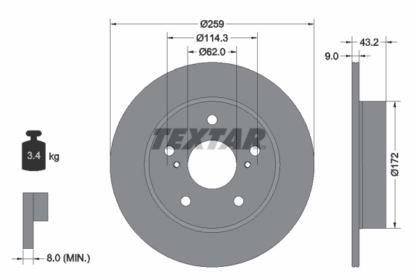 Disc frana puntea spate (92308303 TEXTAR) SUZUKI