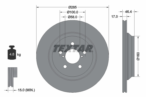 Disc frana puntea spate (92309303 TEXTAR) SUBARU