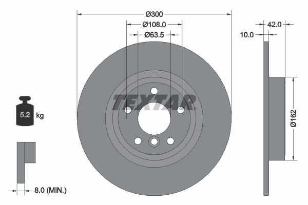 Disc frana puntea spate (92309505 TEXTAR) JAGUAR