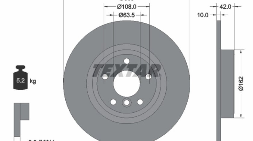 Disc frana puntea spate (92309505 TEXTAR) JAGUAR