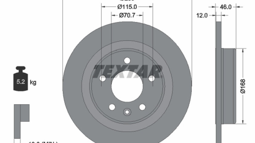 Disc frana puntea spate (92314603 TEXTAR) BUICK (SGM),CHEVROLET,CHEVROLET (SGM),HOLDEN,OPEL,VAUXHALL