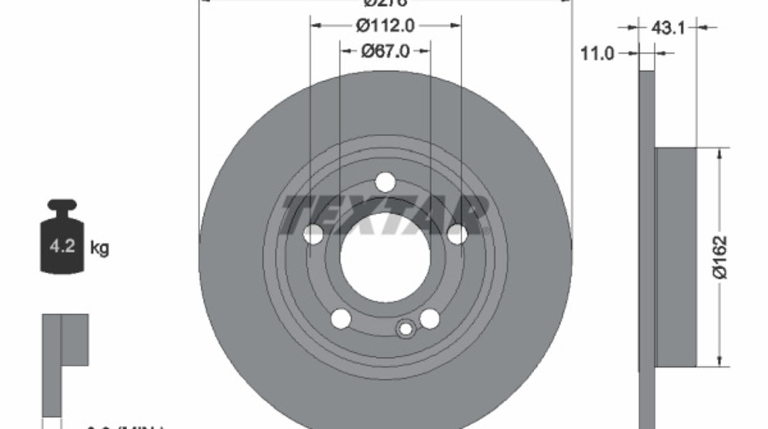 Disc frana puntea spate (92316803 TEXTAR) MERCEDES-BENZ,MERCEDES-BENZ (BBDC)