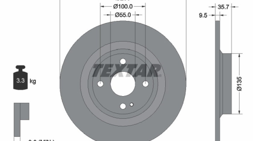 Disc frana puntea spate (92320003 TEXTAR) ABARTH,FIAT,MAZDA