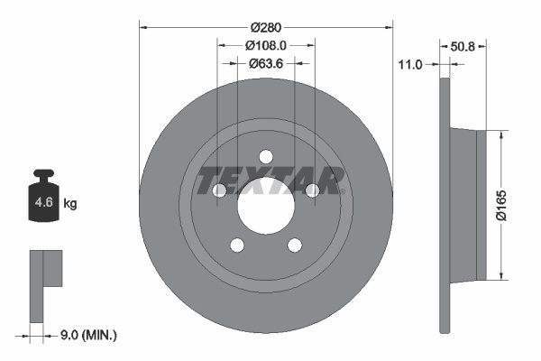 Disc frana puntea spate (92326403 TEXTAR) FORD